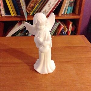 Vtg. Rare Alabaster Ivory Angel with Drum